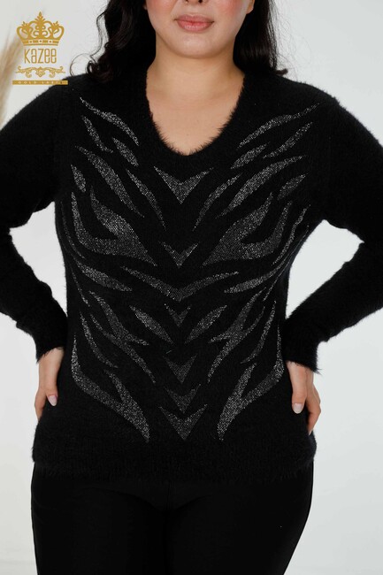 Women's Knitwear Sweater Angora Black - 16994 | KAZEE - Thumbnail