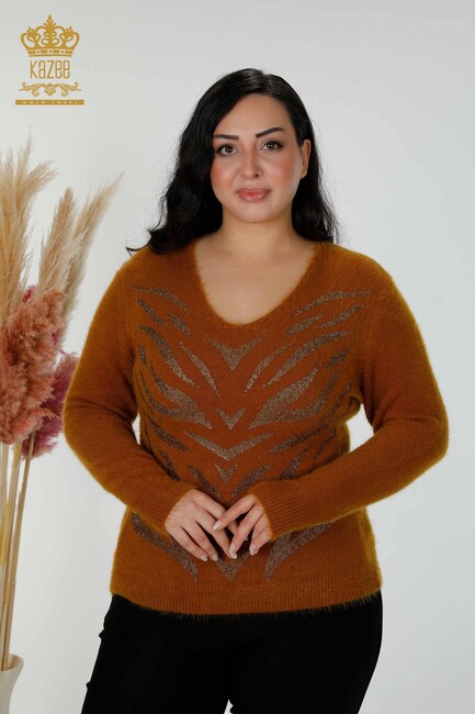 Women's Knitwear Sweater Angora Mustard - 16994 | KAZEE - Thumbnail