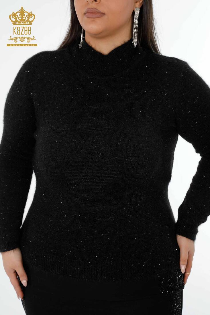 Women's Knitwear Sweater Cat Patterned Black - 19071 | KAZEE