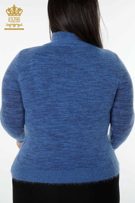 Women's Knitwear Sweater Cat Patterned Blue - 19071 | KAZEE - Thumbnail