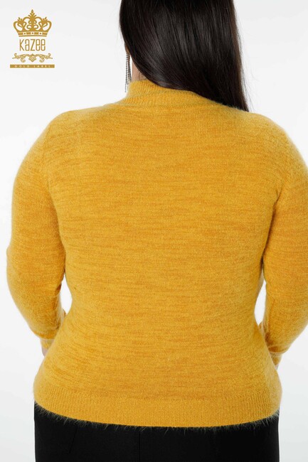 Women's Knitwear Sweater Cat Patterned Saffron - 19071 | KAZEE - Thumbnail