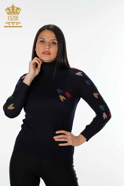 Women's Knitwear Sweater with Colored Stones - 14731 | KAZEE - Thumbnail