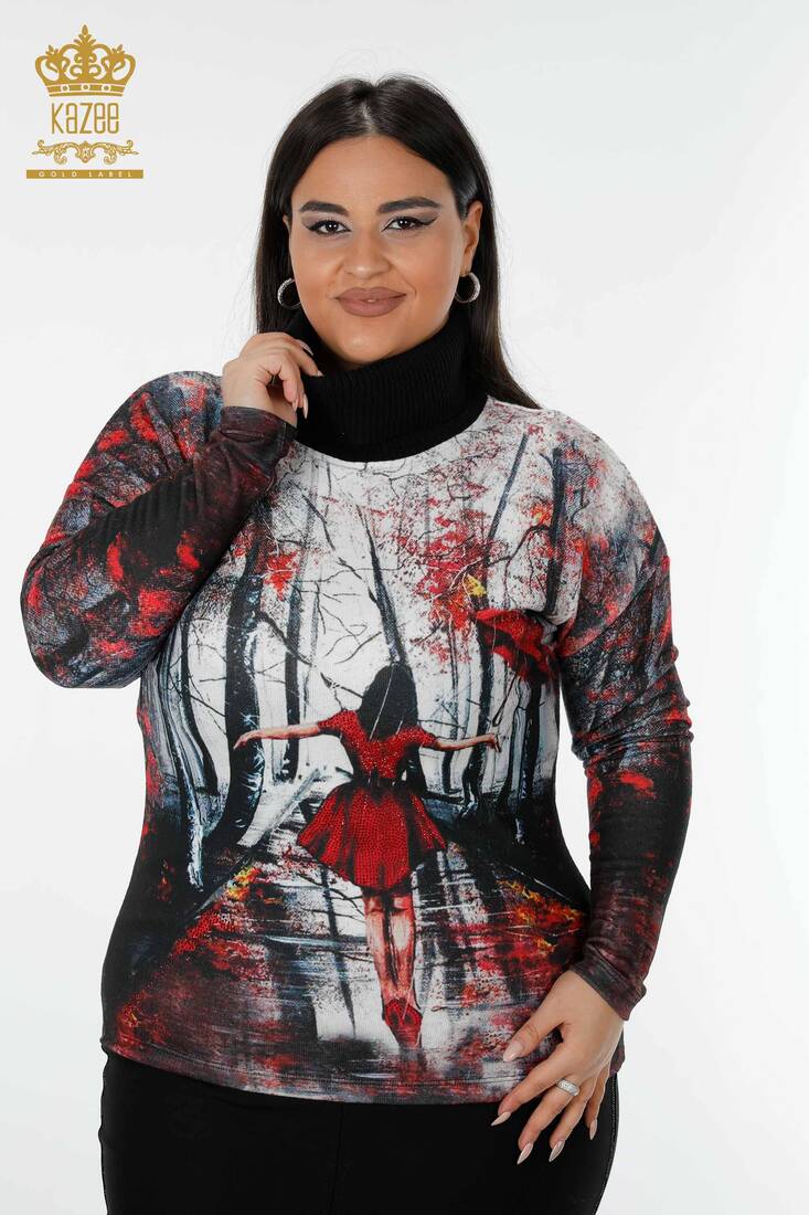 Women's Knitwear Sweater Digital Printed Pattern - 16917 | KAZEE