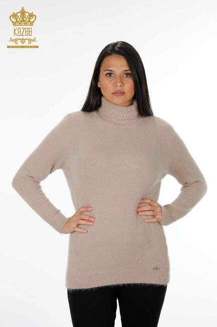 Women's Knitwear Sweater Turtleneck Beige - 18843 | KAZEE - Thumbnail