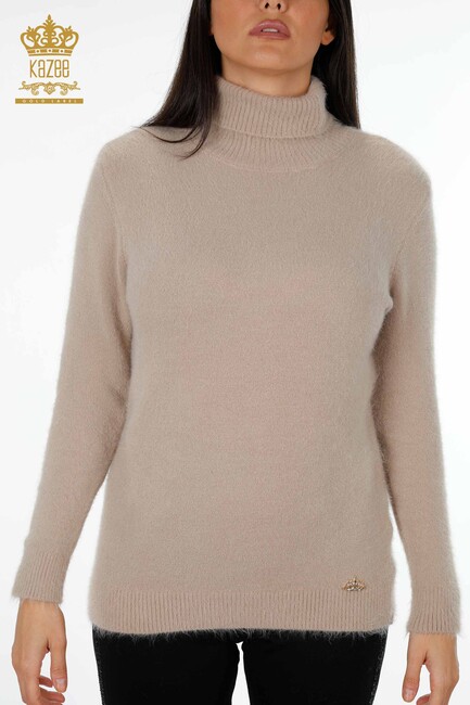 Women's Knitwear Sweater Turtleneck Beige - 18843 | KAZEE - Thumbnail