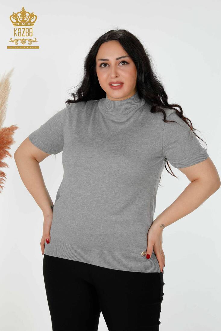 Women's Knitwear Sweater Stand Gray - 14541 | KAZEE