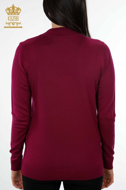 Women's Knitwear Sweater Standing Neck Purple - 16980 | KAZEE - Thumbnail