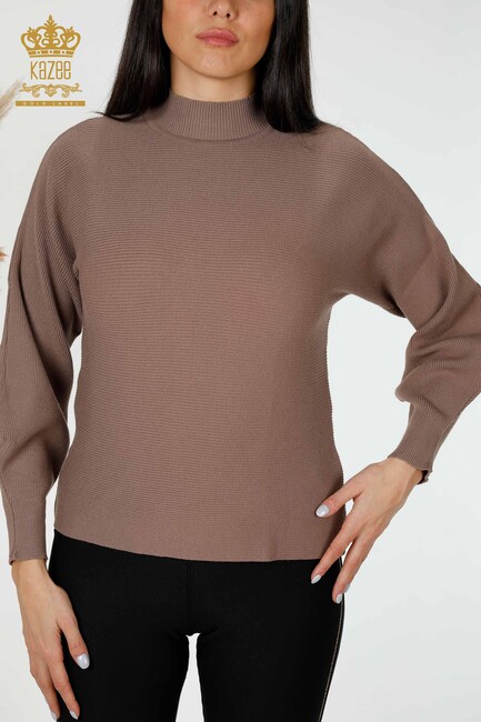 Women's Knitwear Sweater High Collar Mink - 15669 | KAZEE - Thumbnail