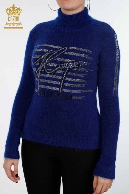 Women's Knitwear Sweater Kazee Text Detailed Stone Embroidered Saks - 18900 | KAZEE - Thumbnail