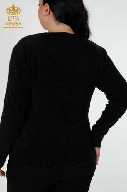 Women's Knitwear Sweater Leaf Pattern Black - 16995 | KAZEE - Thumbnail