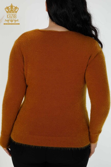 Women's Knitwear Sweater Leaf Patterned Mustard - 16995 | KAZEE - Thumbnail