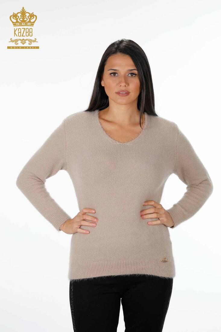 Women's Knitwear Sweater Long Sleeve Beige - 18921 | KAZEE