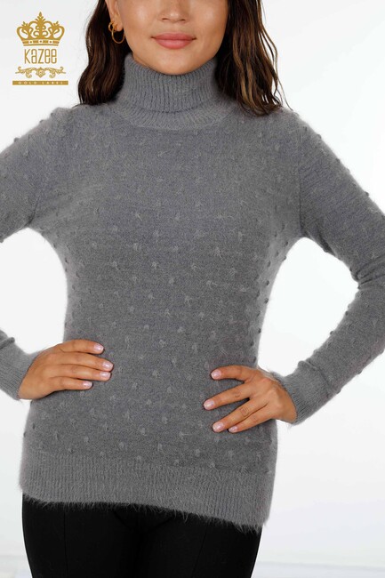 Women's Knitwear Sweater Polka Dot Detailed Color Transition Gray - 18796 | KAZEE - Thumbnail