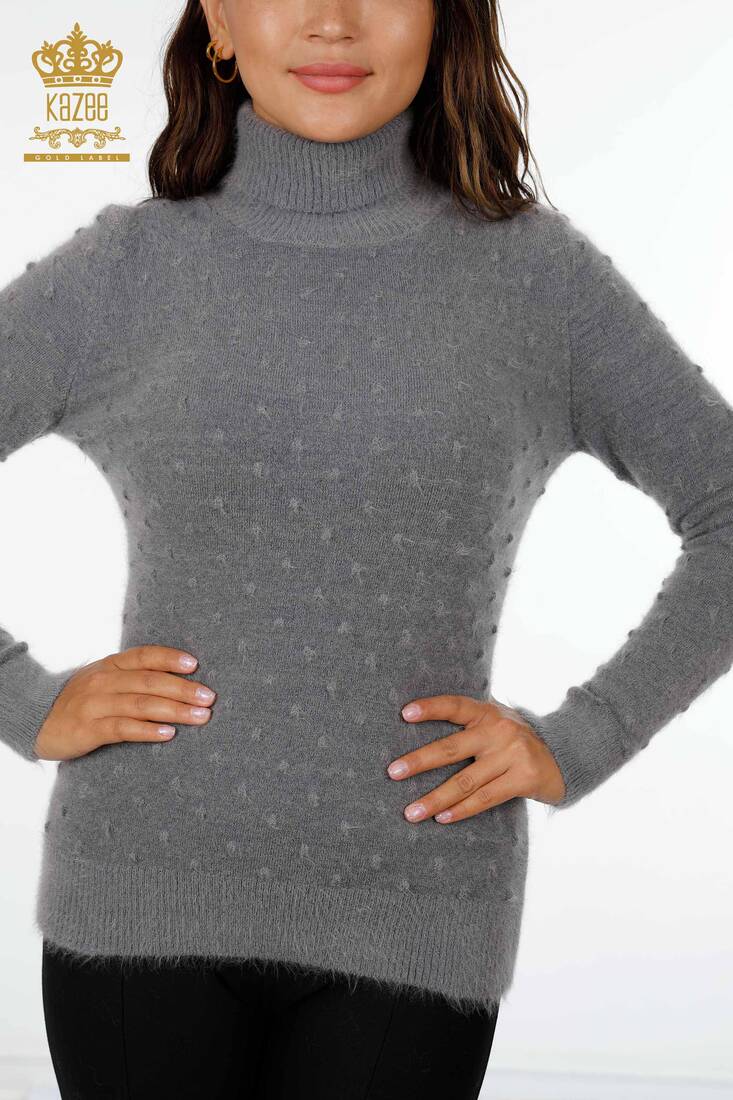 Women's Knitwear Sweater Polka Dot Detailed Color Transition Gray - 18796 | KAZEE