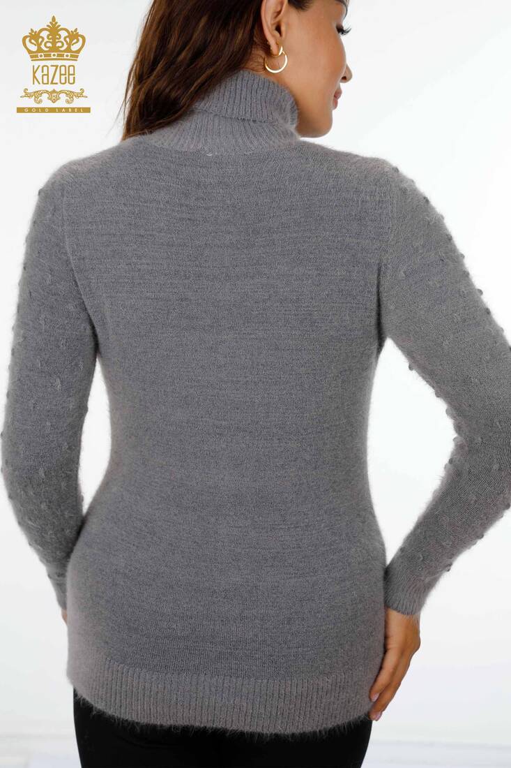 Women's Knitwear Sweater Polka Dot Detailed Color Transition Gray - 18796 | KAZEE