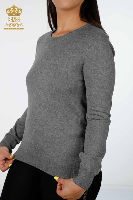 Women's Knitwear Sweater Glittery Anthracite - 15317 | KAZEE - Thumbnail