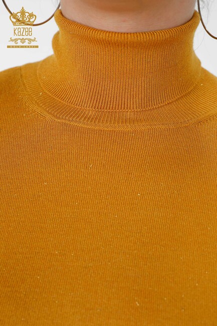 Women's Knitwear Sweater Glitter Transition Turtleneck Oversize Saffron - 15144 | KAZEE - Thumbnail