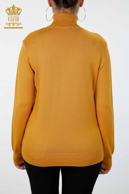 Women's Knitwear Sweater Glitter Transition Turtleneck Oversize Saffron - 15144 | KAZEE - Thumbnail