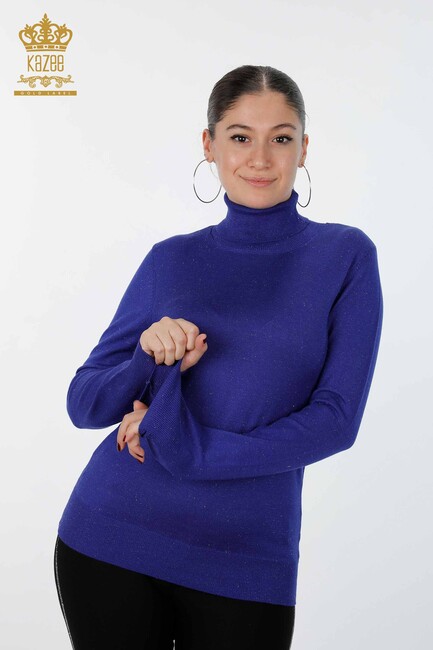 Women's Knitwear Sweater Glitter Transition Turtleneck Oversize Saks - 15144 | KAZEE - Thumbnail