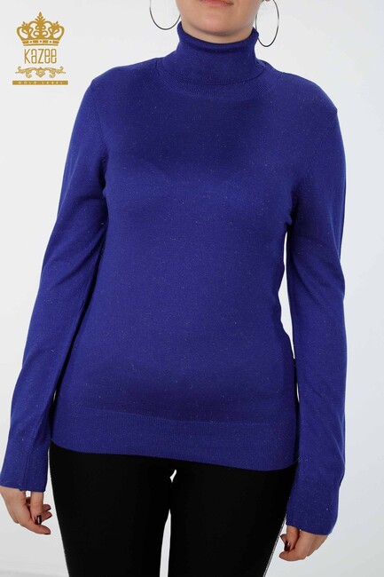 Women's Knitwear Sweater Glitter Transition Turtleneck Oversize Saks - 15144 | KAZEE - Thumbnail