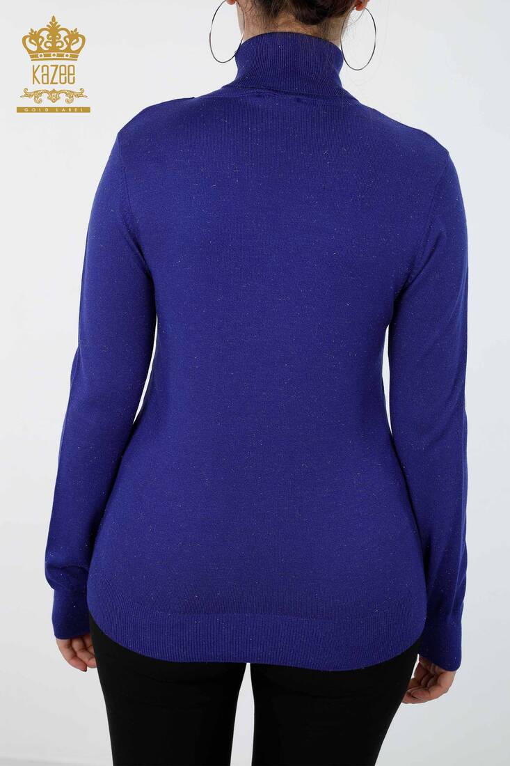 Women's Knitwear Sweater Glitter Transition Turtleneck Oversize Saks - 15144 | KAZEE