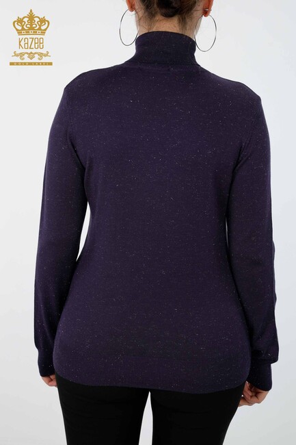 Womens Knitwear Sweater Glitter Transition Turtleneck Oversize Purple - 15144 | KAZEE - Thumbnail