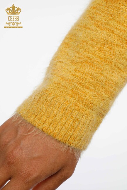 Women's Knitwear Sweater Glitter Transition Viscose Turtleneck Yellow - 19080 | KAZEE - Thumbnail