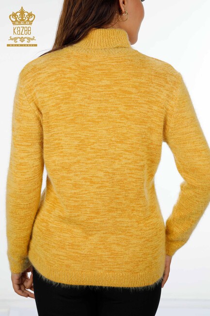 Women's Knitwear Sweater Glitter Transition Viscose Turtleneck Yellow - 19080 | KAZEE - Thumbnail