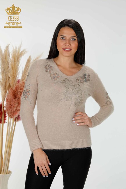 Women's Knitwear Sweater Tulle Beige - 18918 | KAZEE - Thumbnail