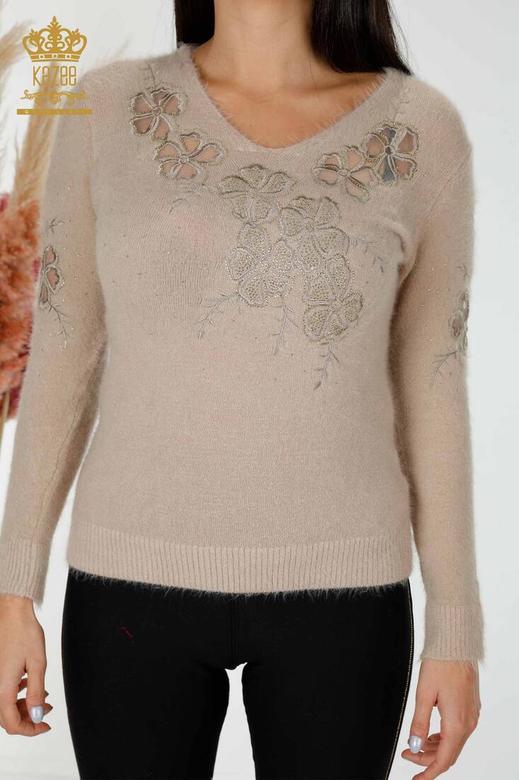 Women's Knitwear Sweater Tulle Beige - 18918 | KAZEE