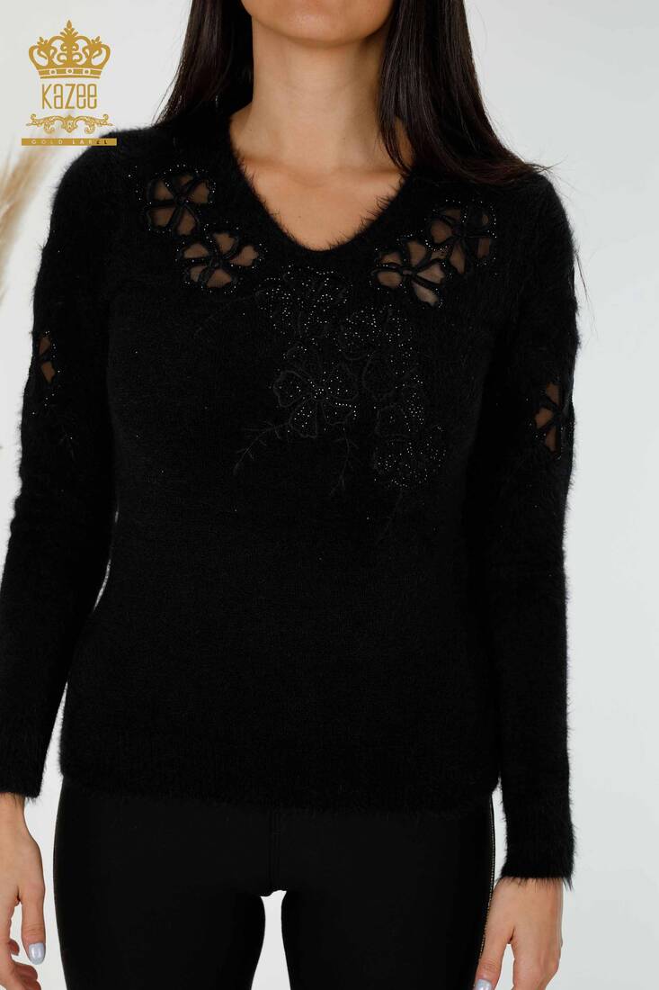 Women's Knitwear Sweater Tulle Black - 18918 | KAZEE