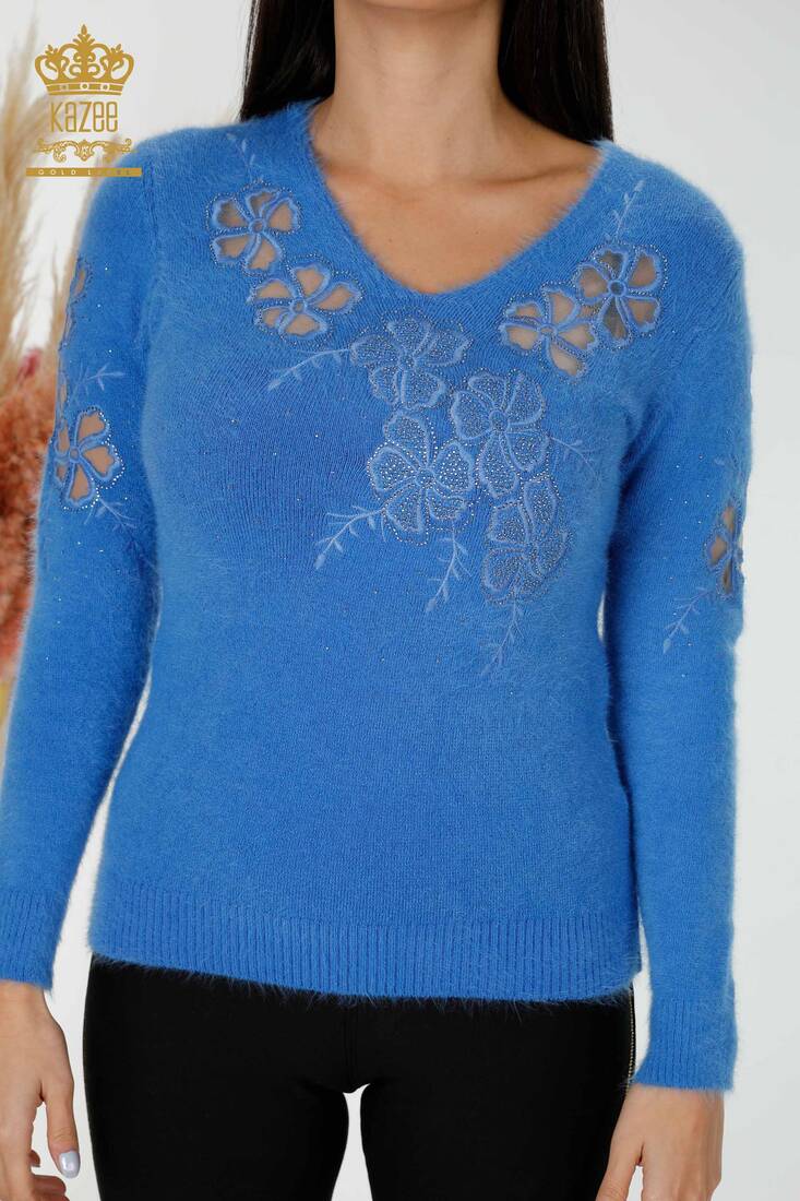 Women's Knitwear Sweater Tulle Blue - 18918 | KAZEE