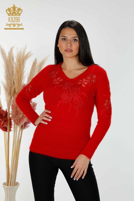 Women's Knitwear Sweater Tulle Red - 18918 | KAZEE - Thumbnail