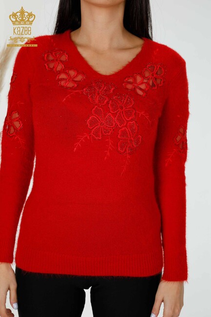 Women's Knitwear Sweater Tulle Red - 18918 | KAZEE - Thumbnail