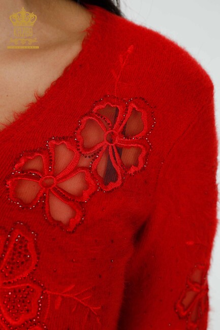 Women's Knitwear Sweater Tulle Red - 18918 | KAZEE - Thumbnail