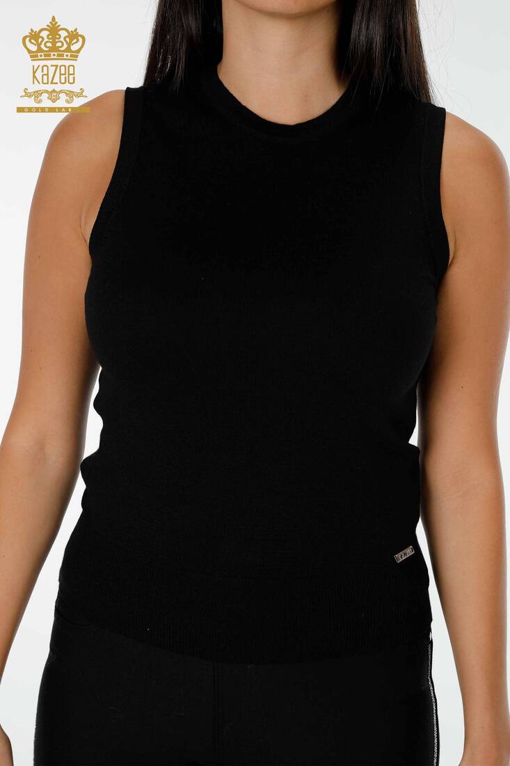 Women's Knitwear Sweater Zero Sleeve Black - 16922 | KAZEE