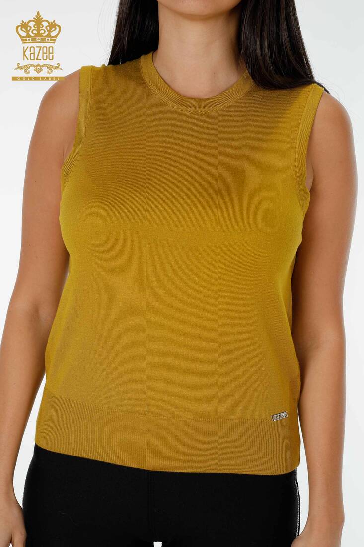 Women's Knitwear Sweater Zero Sleeve Mustard - 16922 | KAZEE