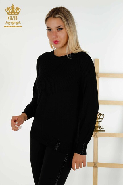 Women's Knitwear Black With Stones - 30104 | KAZEE - Thumbnail