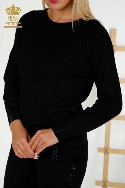 Women's Knitwear Black With Stones - 30104 | KAZEE - Thumbnail