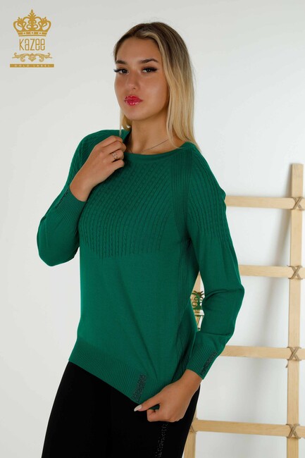 Women's Knitwear Green With Stones - 30104 | KAZEE - Thumbnail