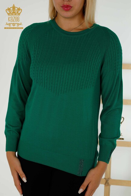 Women's Knitwear Green With Stones - 30104 | KAZEE - Thumbnail