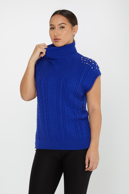 Women's Knitwear Stone Sweater Saxe - 30242 | KAZEE - Thumbnail