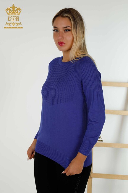 Women's Knitwear Violet with Stones - 30104 | KAZEE - Thumbnail