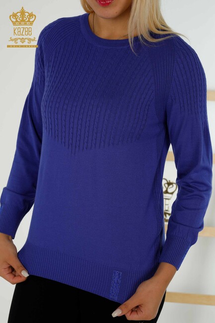 Women's Knitwear Violet with Stones - 30104 | KAZEE - Thumbnail