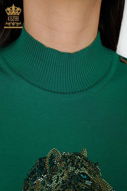 Women's Knitwear Tiger Pattern Green - 16999 | KAZEE - Thumbnail