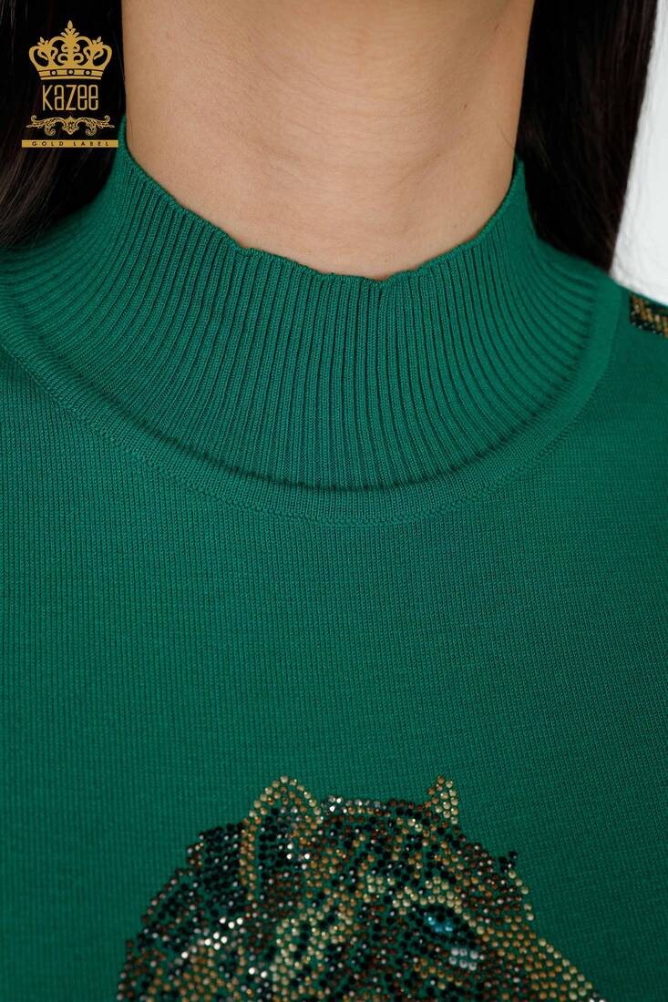 Women's Knitwear Tiger Pattern Green - 16999 | KAZEE