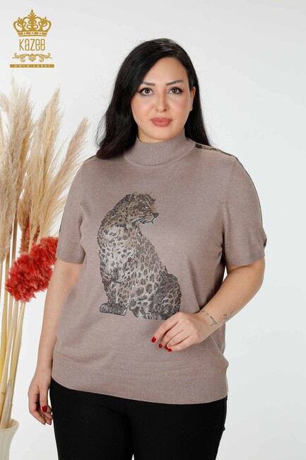 Women's Knitwear Tiger Pattern Mink - 16999 | KAZEE - Thumbnail