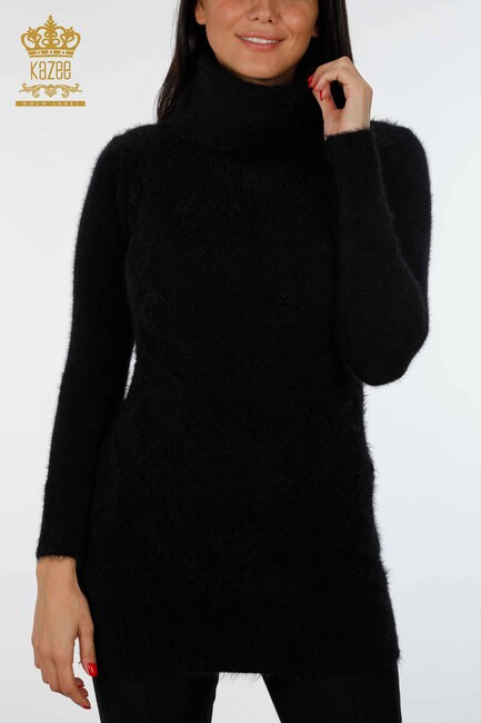 Women's Knitwear Tunic Turtleneck Black - 18591 | KAZEE - Thumbnail