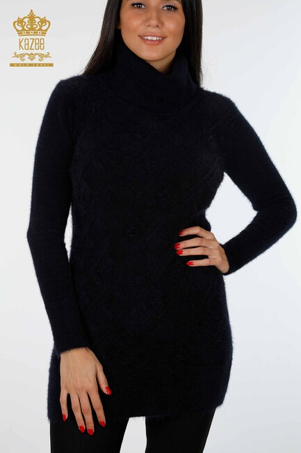 Women's Knitwear Tunic Turtleneck Dark Navy - 18591 | KAZEE - Thumbnail