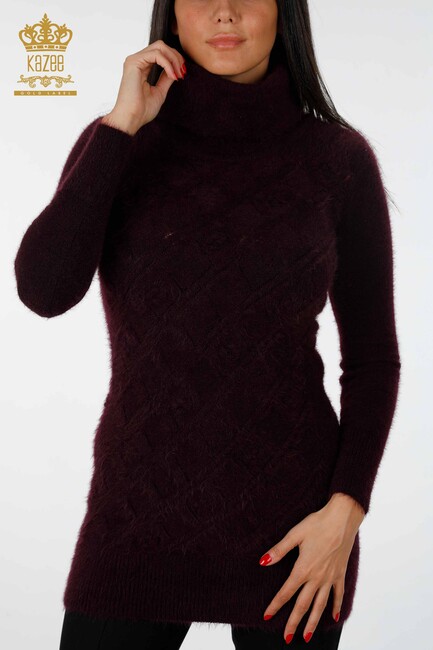 Women's Knitwear Tunic Turtleneck Plum - 18591 | KAZEE - Thumbnail